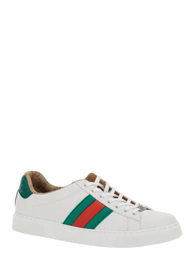 Gucci Ace Leather Low-top Sneakers In White