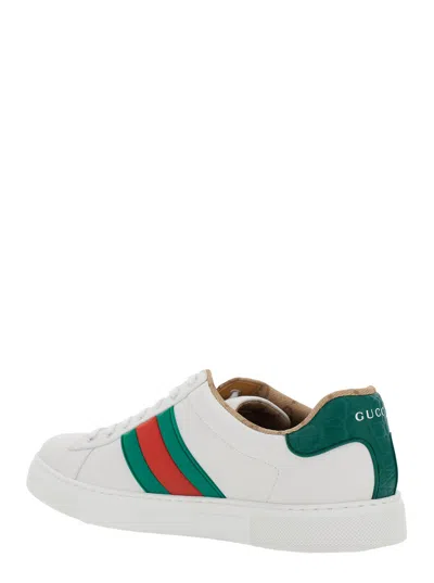 Gucci Ace Leather Low-top Sneakers In White