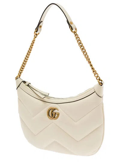 Gucci Small Gg Marmont Shoulder Bag In White