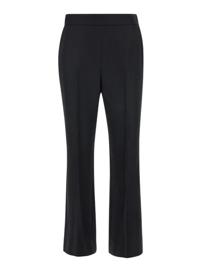 Gucci Black Flared Pants With Pences In Wool Woman In Multicolor