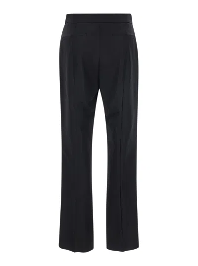 Gucci Black Flared Pants With Pences In Wool Woman In Multicolor