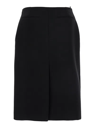 Gucci High Waist Knee-length Skirt With Back Slit And Side Pockets In Black