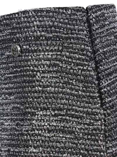 Gucci Shimmering Metallic Tweed Textured Skirt In Black