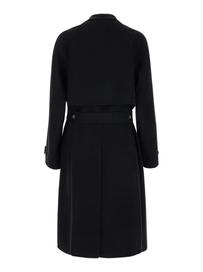 Gucci Black Single-breasted Coat With Wide Notched Revers And Belt In Wool Man In Multicolor