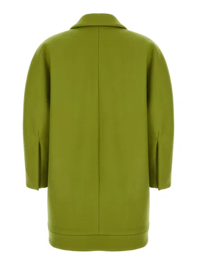 Gucci Green Double-breasted Jacket With Notched Revers In Wool Woman
