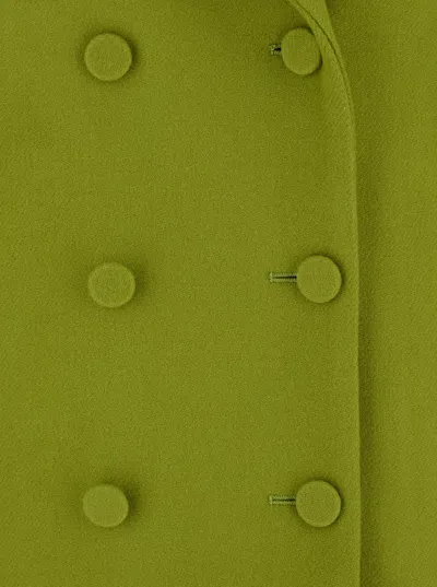 Gucci Green Double-breasted Jacket With Notched Revers In Wool Woman