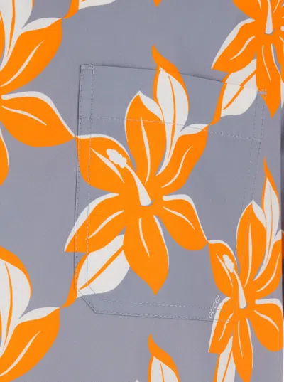 Gucci Multicolor Bowling Shirt With Cuban Collar And All-over Floral Print In Cotton Man In Multicolor