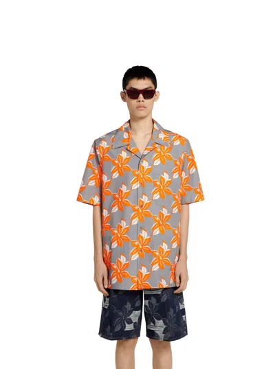 Gucci Multicolor Bowling Shirt With Cuban Collar And All-over Floral Print In Cotton Man In Multicolor