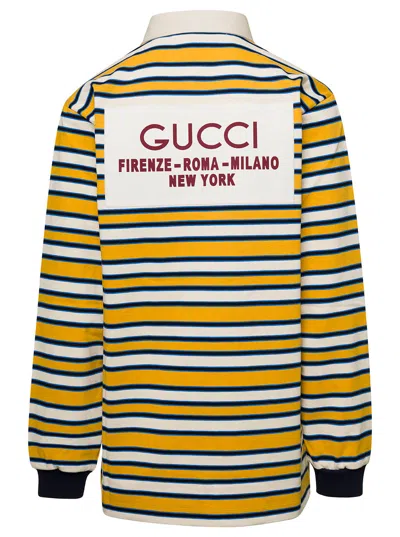 Gucci Cotton Polo Shirt With Striped Motif In Multi