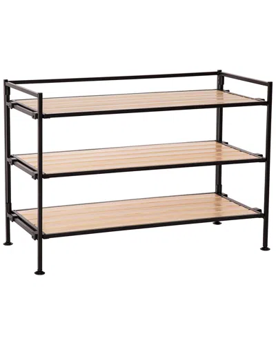 Seville Classics Home 3-tier Stackable Wide Resin Slat Shoe Rack