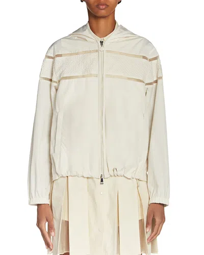 Moncler Clisson Embroidered Hooded Jacket In Neutral