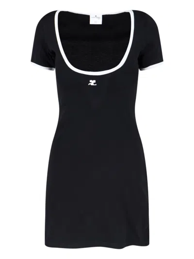 Courrèges Holistic Contrast Mini Dress In Black  