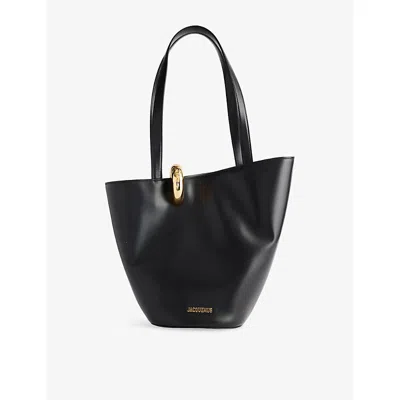 Jacquemus Le Petit Bambola Leather Top Handle Bag In Black