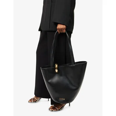 Jacquemus Le Petit Bambola Leather Top Handle Bag In Black