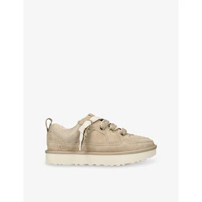 Ugg Lo Lowmel Beige Sneakers With Mesh Inserts And Logo On The Side In Suede Woman In Neutral