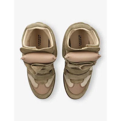 Isabel Marant Bekett Leather And Suede Wedge Sneakers In Taupe