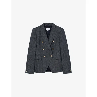 Reiss Petites Double Breasted Blazer In Navy