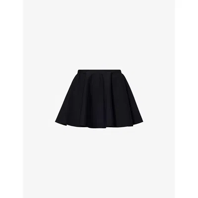 Alaïa Ribbed Flared Mid-rise Wool-blend Mini Skirt In Noir Alaia