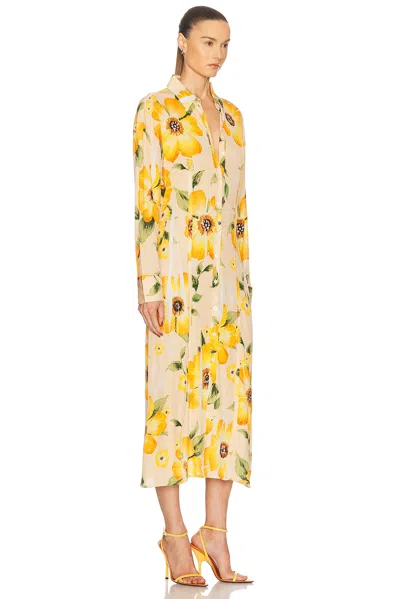Acne Studios Floral-print Jersey Midi Shirt Dress In Orange