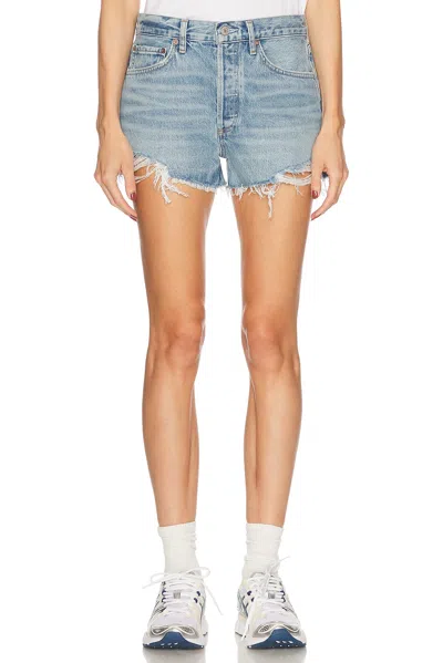 Agolde Parker Denim Shorts In Navy