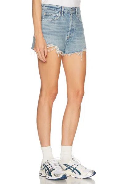 Agolde Parker Denim Shorts In Navy