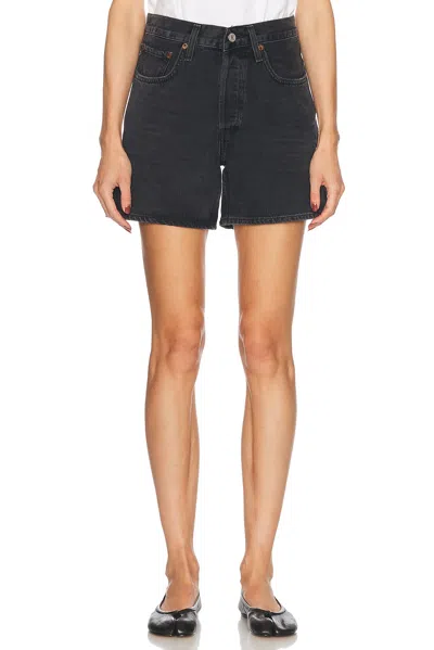 Agolde Black Dame Denim Shorts In Multi