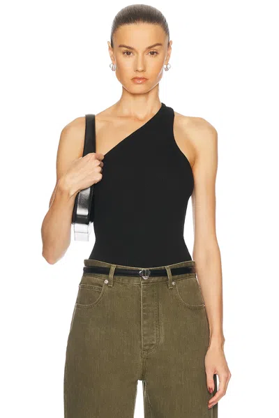 Agolde Verica One-shoulder Ribbed-knit Tank In Black