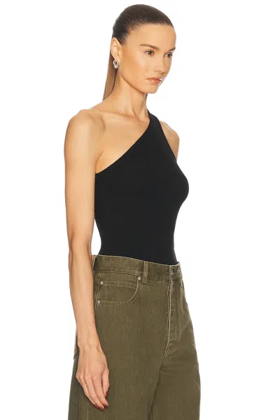 Agolde Verica One-shoulder Ribbed-knit Tank In Black