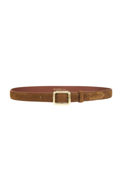 Lie Studio Georgia Wide Belt In Maple Brown Suede
