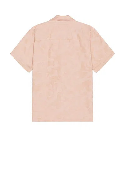 Oas Puzzlotec Texture Terry Cloth Camp Shirt In Pink