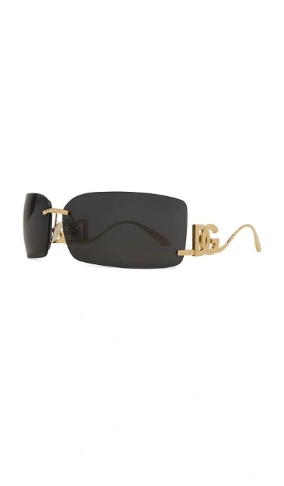 Dolce & Gabbana Rectangular Sunglasses In 金色