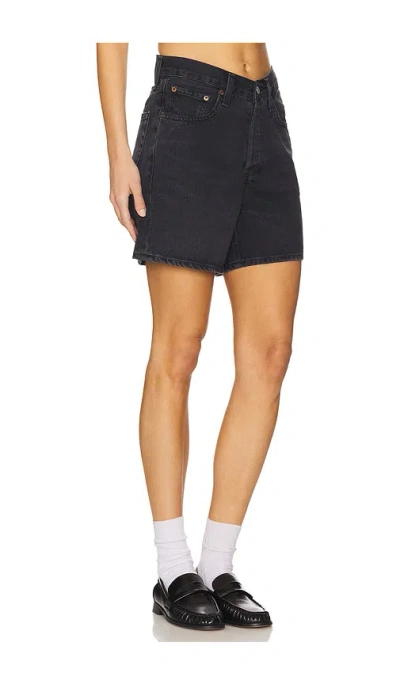 Agolde Black Dame Denim Shorts In Multi