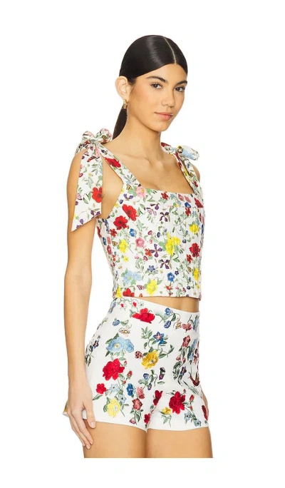 Alice And Olivia Alice + Olivia Clara Linen And Cotton Blend Top In Dollhouse