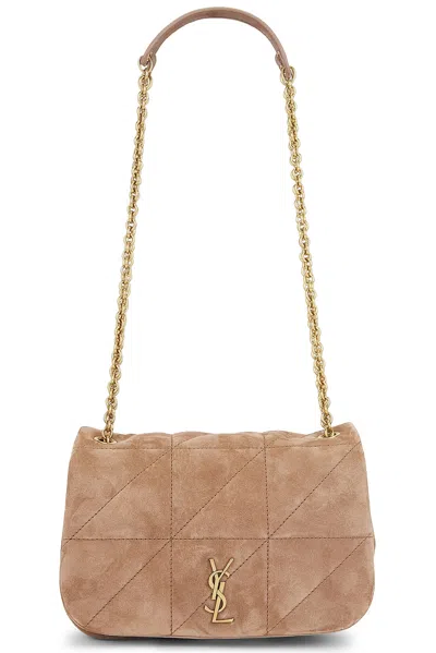 Saint Laurent Jamie 4.3 Mini Ysl Chain Shoulder Bag In Quilted Suede In Whisper Pink