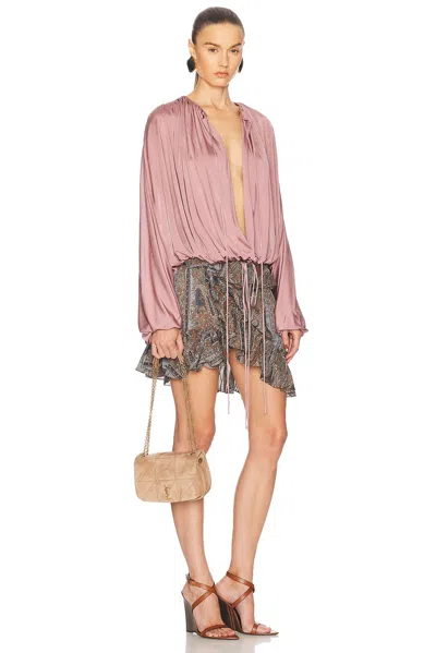 Saint Laurent Jamie 4.3 Mini Ysl Chain Shoulder Bag In Quilted Suede In Whisper Pink