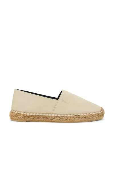 Saint Laurent Cotton Ysl Slip-on Espadrilles In Biscuit