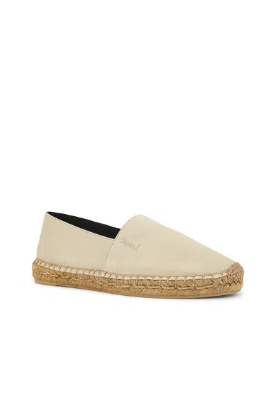 Saint Laurent Cotton Ysl Slip-on Espadrilles In Biscuit