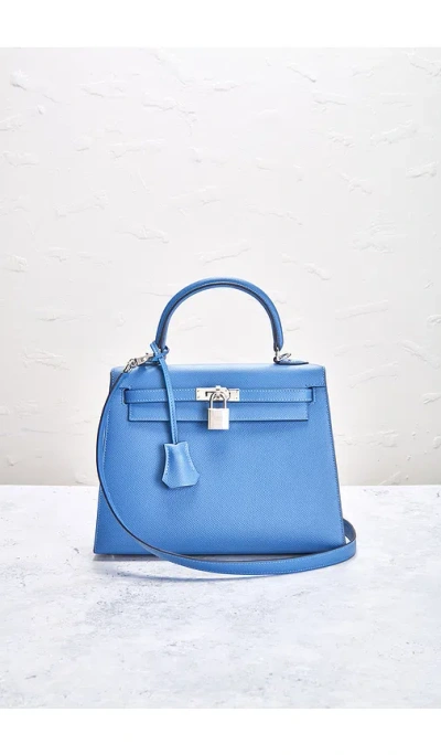 Fwrd Renew Hermes Epsom Kelly Sellier 25 Handbag In 天蓝色