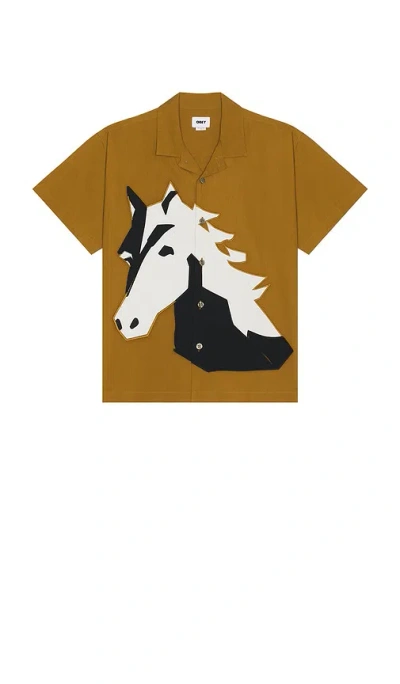 Obey Beau Horse Short Sleeve Shirt In Breen Multi