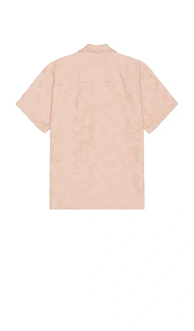 Oas Puzzlotec Texture Terry Cloth Camp Shirt In 粉色