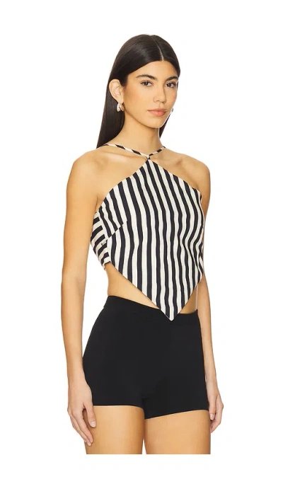 Simonmiller Kit Poplin Tie Top Black/macadamia Micro Stripe In Black & Macadamia Micro Stripe