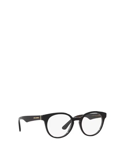 Dolce & Gabbana Round Frame Glasses In 3246 Black/transparent Grey