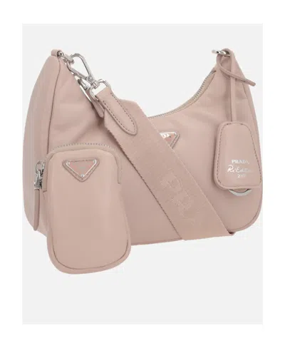 Prada Logo Plaque Chain-linked Shoulder Bag In Sleeping Lotus Color