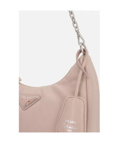 Prada Logo Plaque Chain-linked Shoulder Bag In Sleeping Lotus Color