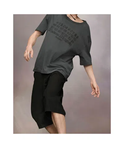 Maison Margiela Black Cotton Oversize T-shirt In Gray