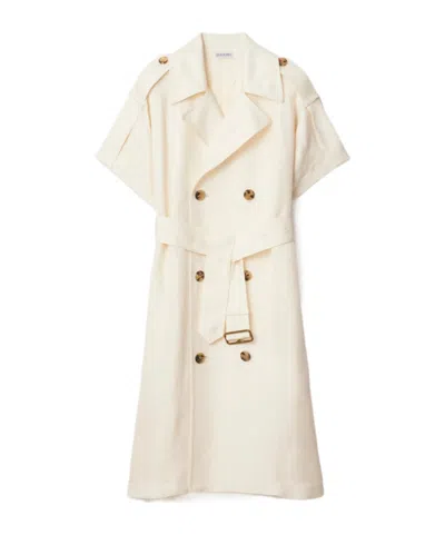 Burberry Trench Dress Viscose Belted Double-breasted Epaulettes In Neutral