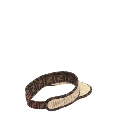 Fendi Raffia Junior Visor In Brown