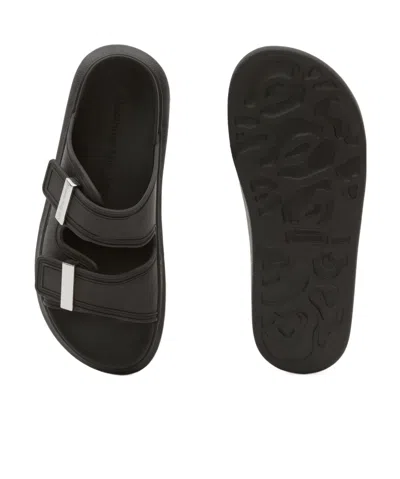 Alexander Mcqueen Rubber Slides With Buckled-straps In Black/silver