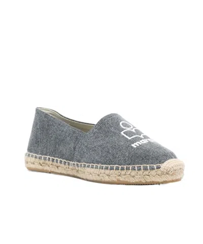 Isabel Marant Textured Grey Slip-on Sneakers With Jute-wrapped Midsole In Blue