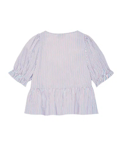 Ganni Candy Stripe Blouse In Soft Chambray In Soft Chambray